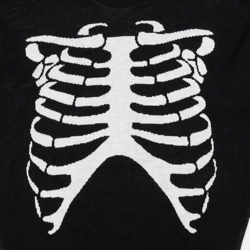 Man Avan Men’s Black M Skull Gothic Graphic Knit Crew Neck Jumper