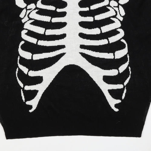 Man Avan Men’s Black M Skull Gothic Graphic Knit Crew Neck Jumper