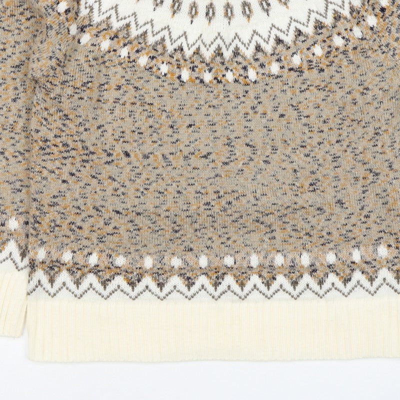 Cotton Traders Women Beige UK 14 Fair Isle Acrylic Knit Jumper