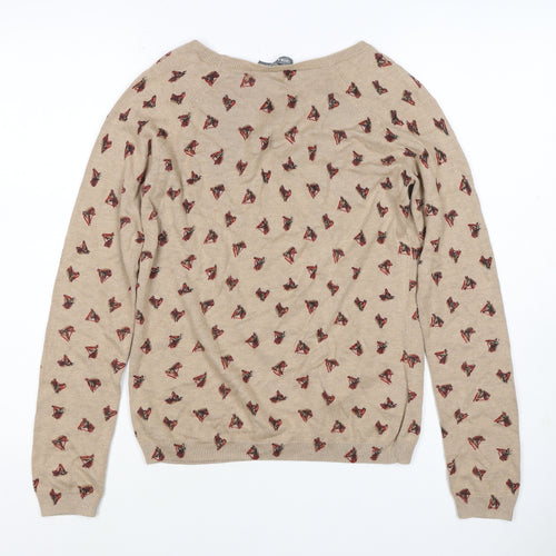 Laura Ashley Women’s Beige Horse Print Cashmere Blend Jumper UK 12