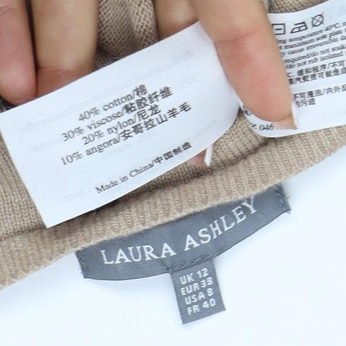Laura Ashley Women’s Beige Horse Print Cashmere Blend Jumper UK 12