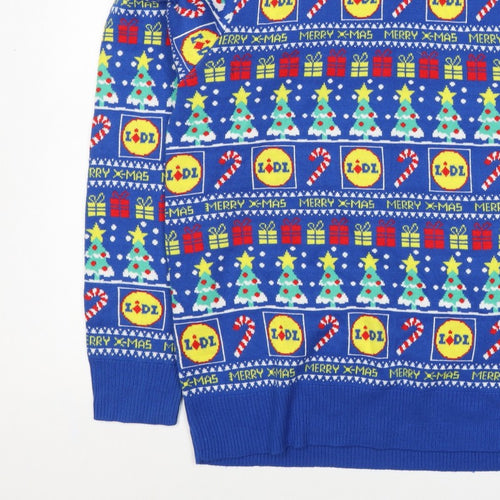 Livergy Men Blue L Lidl Christmas Graphic Knit Pullover Jumper