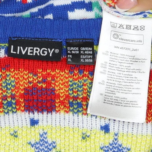 Livergy Men Blue L Lidl Christmas Graphic Knit Pullover Jumper
