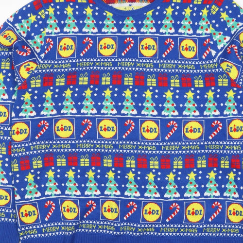 Livergy Men Blue L Lidl Christmas Graphic Knit Pullover Jumper