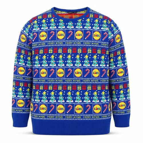 Livergy Men Blue L Lidl Christmas Graphic Knit Pullover Jumper