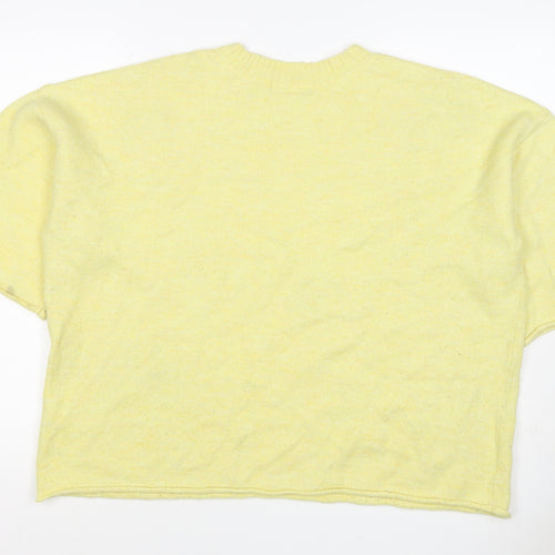 Next Women Yellow Strawberry Mohair Blend Short Sleeve Jumper UK 16 L