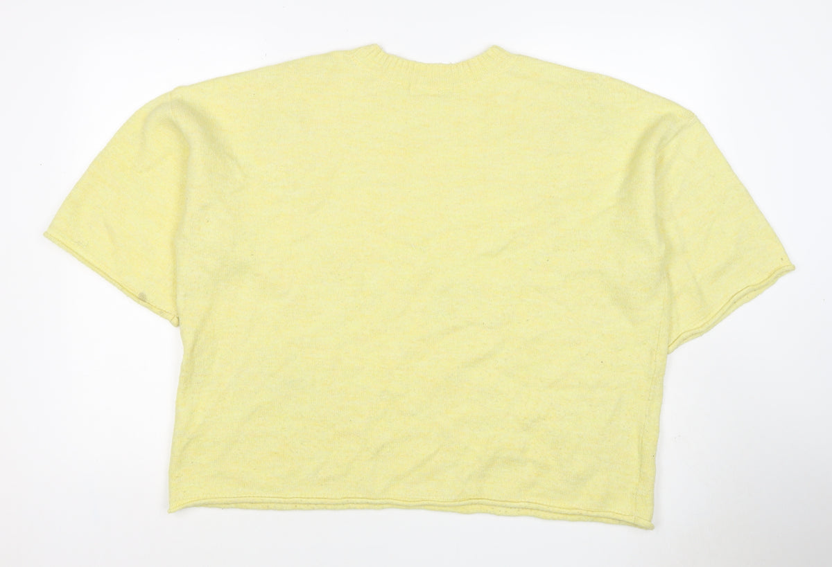 Next Women Yellow Strawberry Mohair Blend Short Sleeve Jumper UK 16 L