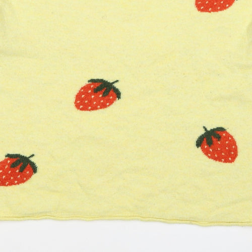 Next Women Yellow Strawberry Mohair Blend Short Sleeve Jumper UK 16 L