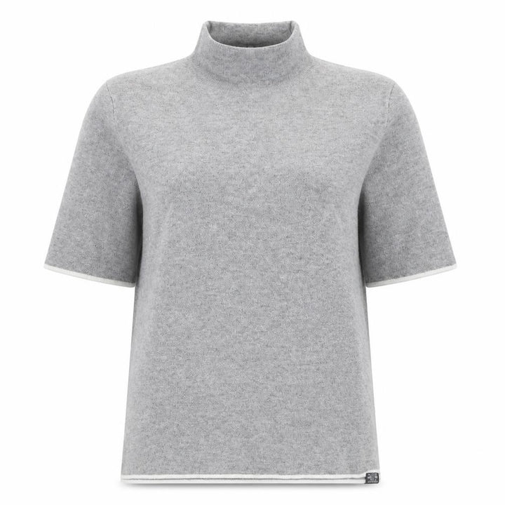 Zara Women Grey High Neck Short Sleeve Knit Tunic Jumper UK 12