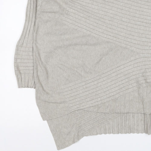 Apricot Women Grey UK 14 Batwing High Neck Ribbed Knit Pullover Jumper