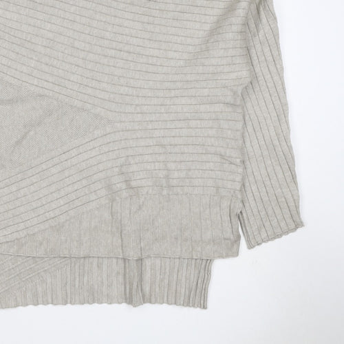 Apricot Women Grey UK 14 Batwing High Neck Ribbed Knit Pullover Jumper