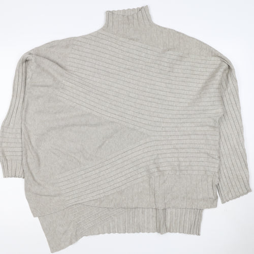 Apricot Women Grey UK 14 Batwing High Neck Ribbed Knit Pullover Jumper