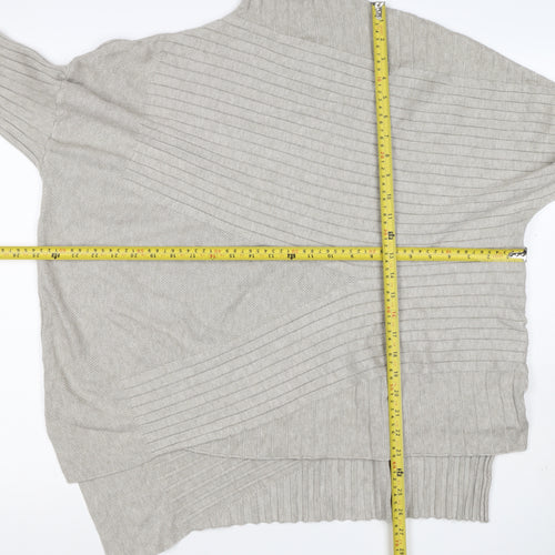 Apricot Women Grey UK 14 Batwing High Neck Ribbed Knit Pullover Jumper