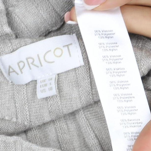 Apricot Women Grey UK 14 Batwing High Neck Ribbed Knit Pullover Jumper