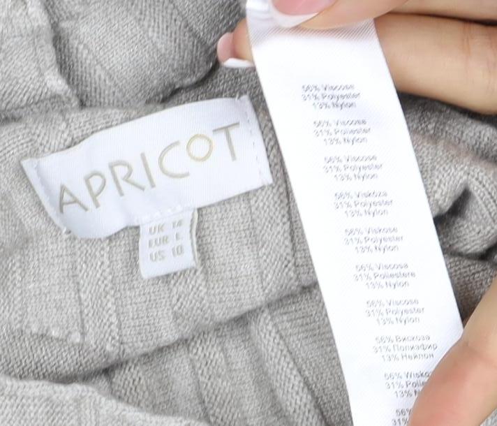 Apricot Women Grey UK 14 Batwing High Neck Ribbed Knit Pullover Jumper