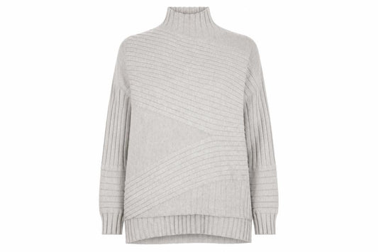 Apricot Women Grey UK 14 Batwing High Neck Ribbed Knit Pullover Jumper