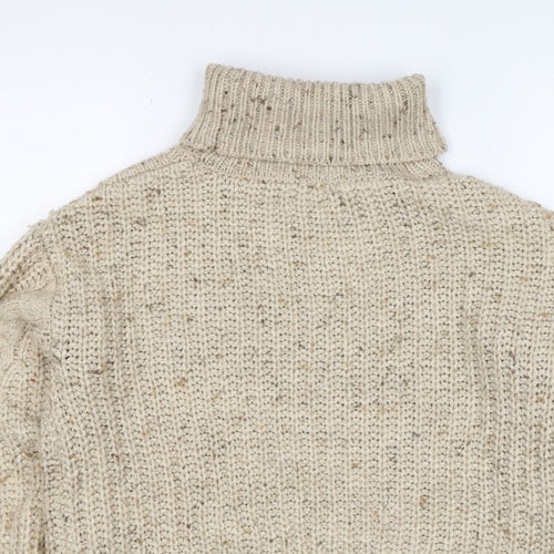 Marks and Spencer Women Beige S Cable-Knit Roll Neck Chunky Jumper