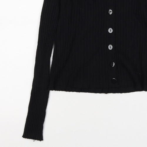 Ted London Women’s Black Rib Knit Faux Fur Collar Cardigan UK L