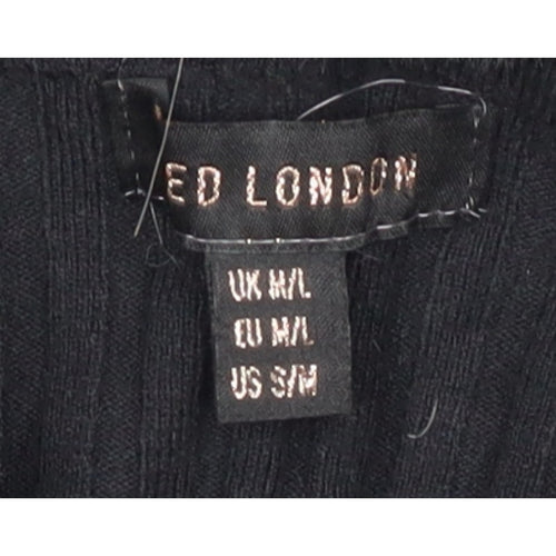 Ted London Women’s Black Rib Knit Faux Fur Collar Cardigan UK L