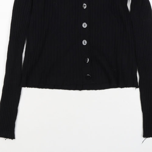 Ted London Women’s Black Rib Knit Faux Fur Collar Cardigan UK L