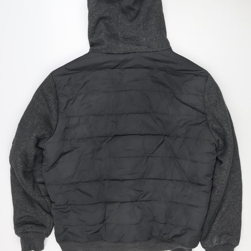 Firetrap Men’s Black Grey Hooded Padded Bomber Jacket Size L