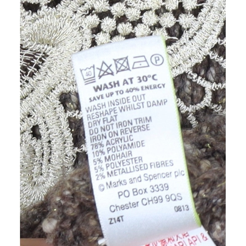 Marks and Spencer Women's Brown UK 12 Chunky Knit Lace Pullover Jumper