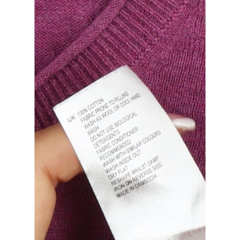 White Stuff Women’s Purple Cotton V-Neck Button Cardigan Size 8
