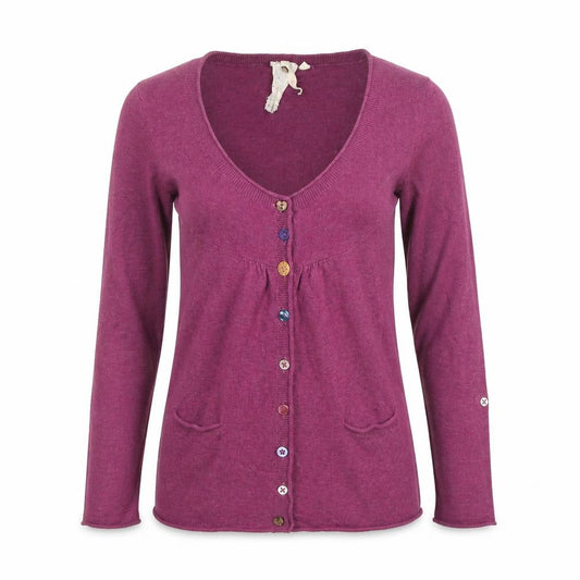 White Stuff Women’s Purple Cotton V-Neck Button Cardigan Size 8