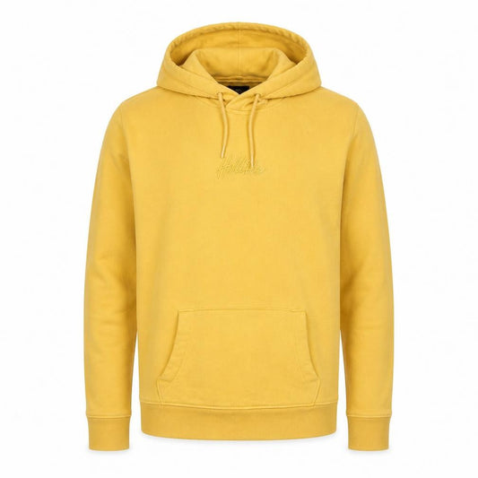 Hollister Men’s Yellow M Pullover Hoodie Logo Fleece Kangaroo Pocket