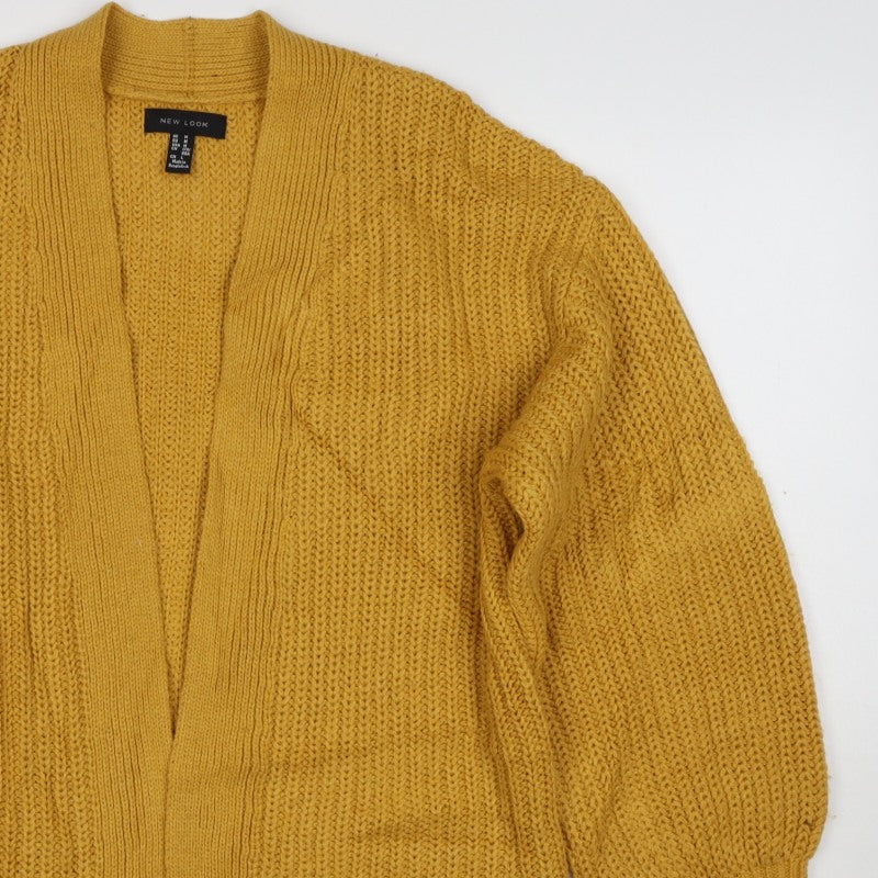 New Look Women Yellow M Chunky Knit Open Balloon Sleeve Cardigan