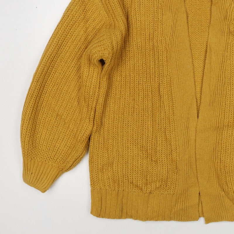 New Look Women Yellow M Chunky Knit Open Balloon Sleeve Cardigan