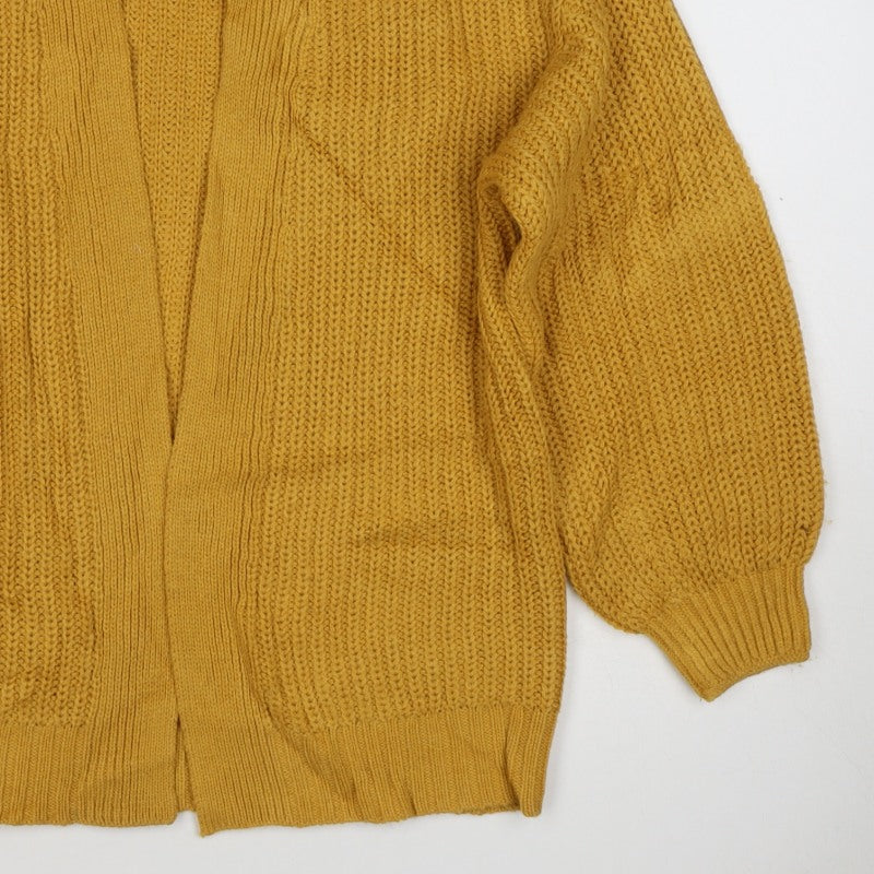 New Look Women Yellow M Chunky Knit Open Balloon Sleeve Cardigan