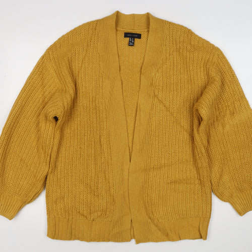 New Look Women Yellow M Chunky Knit Open Balloon Sleeve Cardigan