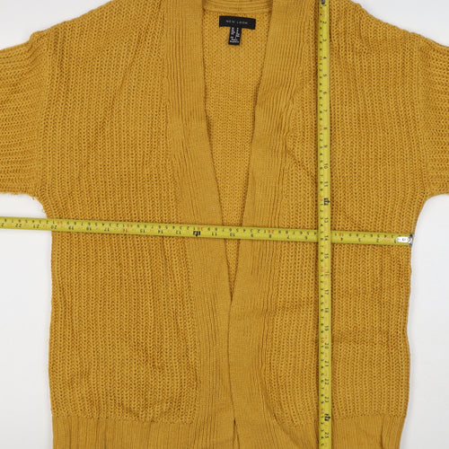 New Look Women Yellow M Chunky Knit Open Balloon Sleeve Cardigan