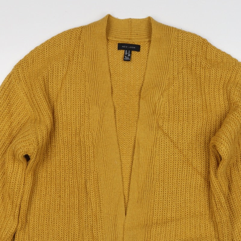 New Look Women Yellow M Chunky Knit Open Balloon Sleeve Cardigan