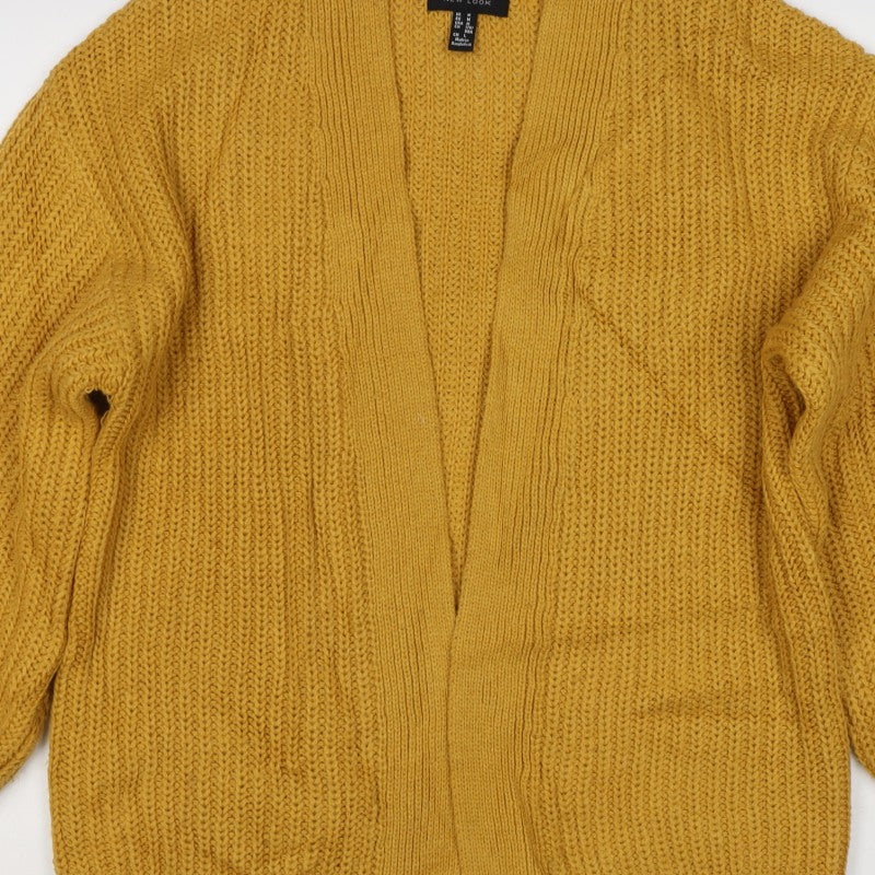 New Look Women Yellow M Chunky Knit Open Balloon Sleeve Cardigan