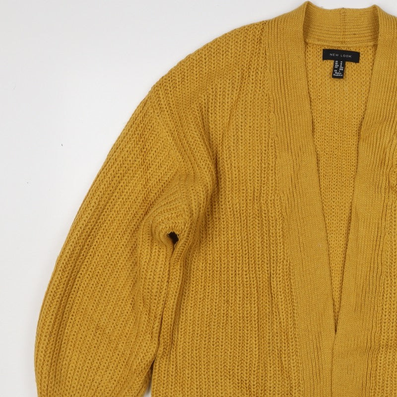 New Look Women Yellow M Chunky Knit Open Balloon Sleeve Cardigan