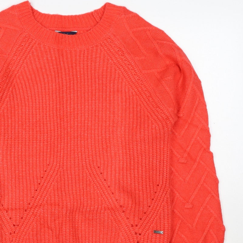 Joules Women’s Red UK 8 Cable Knit Crew Neck Pullover Jumper