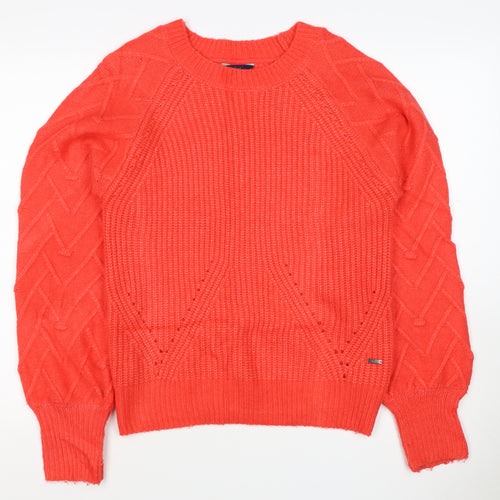 Joules Women’s Red UK 8 Cable Knit Crew Neck Pullover Jumper