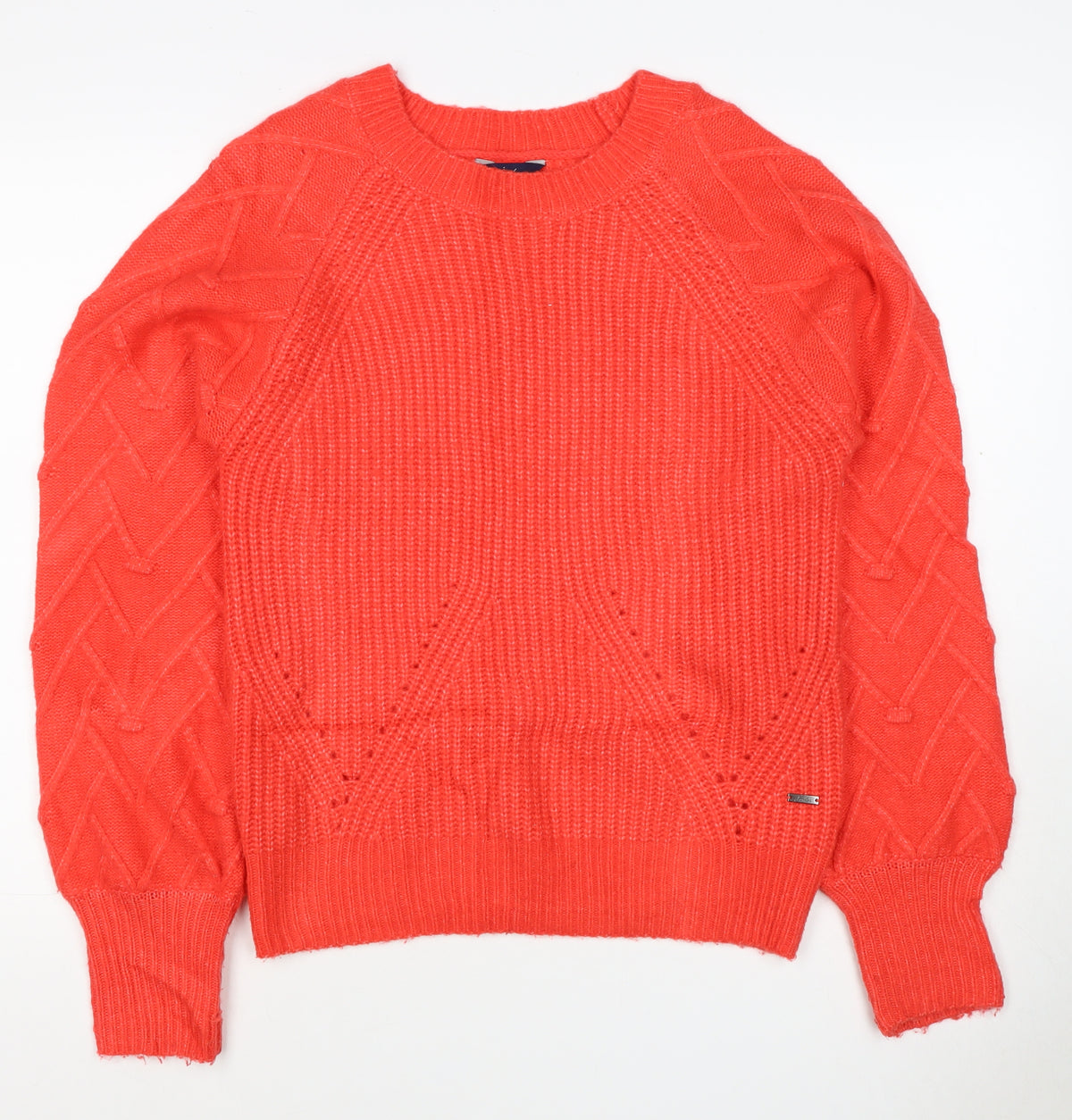Joules Women’s Red UK 8 Cable Knit Crew Neck Pullover Jumper