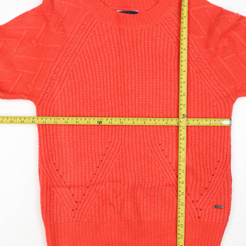 Joules Women’s Red UK 8 Cable Knit Crew Neck Pullover Jumper
