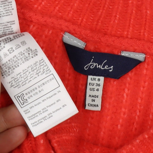 Joules Women’s Red UK 8 Cable Knit Crew Neck Pullover Jumper