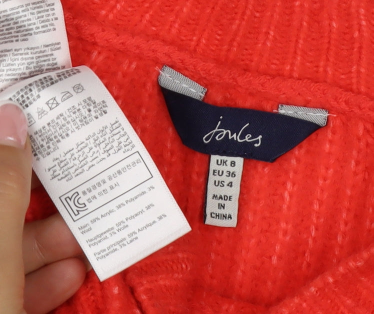 Joules Women’s Red UK 8 Cable Knit Crew Neck Pullover Jumper