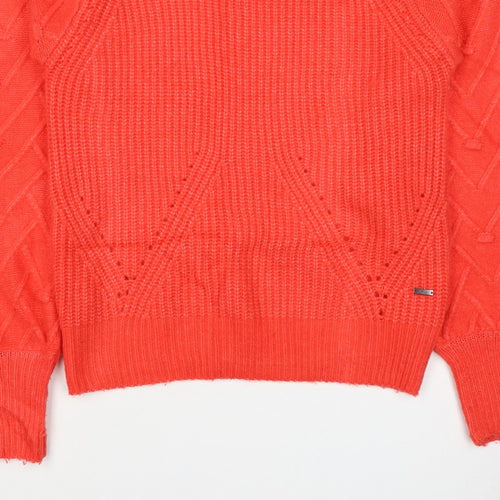 Joules Women’s Red UK 8 Cable Knit Crew Neck Pullover Jumper