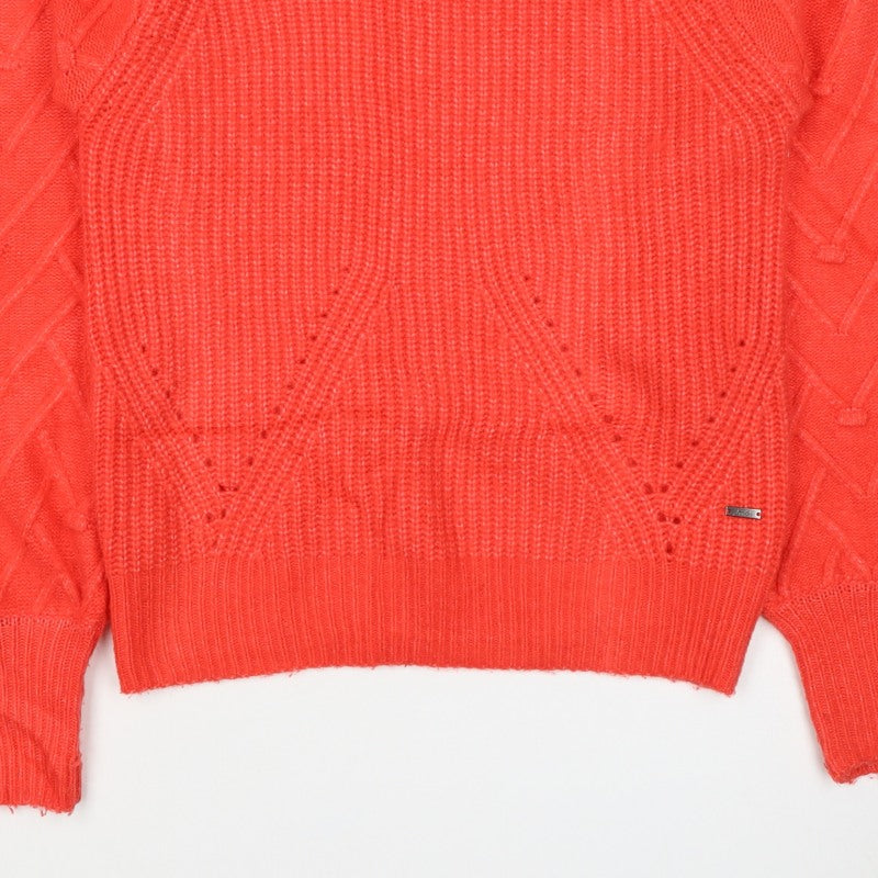 Joules Women’s Red UK 8 Cable Knit Crew Neck Pullover Jumper