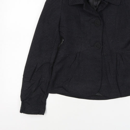 Next Woman Black Houndstooth Blazer Jacket UK 8 Single-Breasted