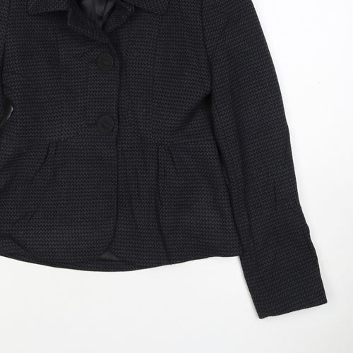 Next Woman Black Houndstooth Blazer Jacket UK 8 Single-Breasted