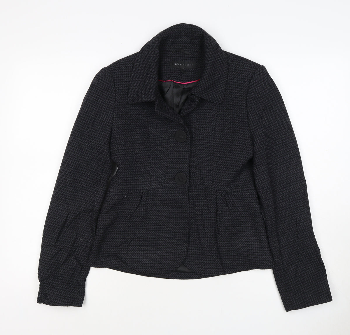 Next Woman Black Houndstooth Blazer Jacket UK 8 Single-Breasted