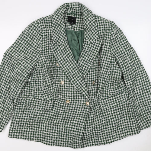 JD Williams Women’s Green Check Bouclé Blazer Size 20 Double-Breasted