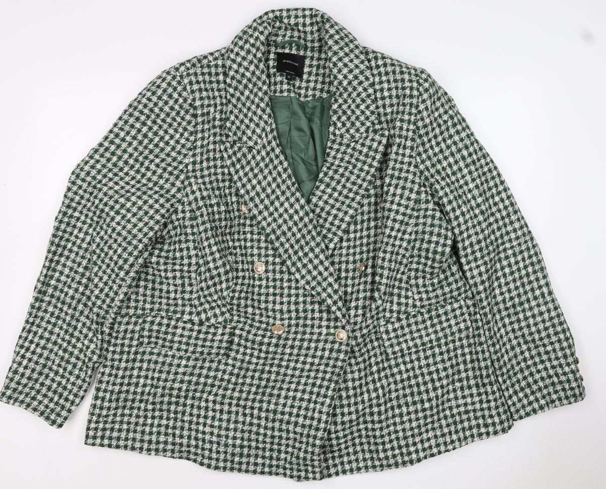 JD Williams Women’s Green Check Bouclé Blazer Size 20 Double-Breasted
